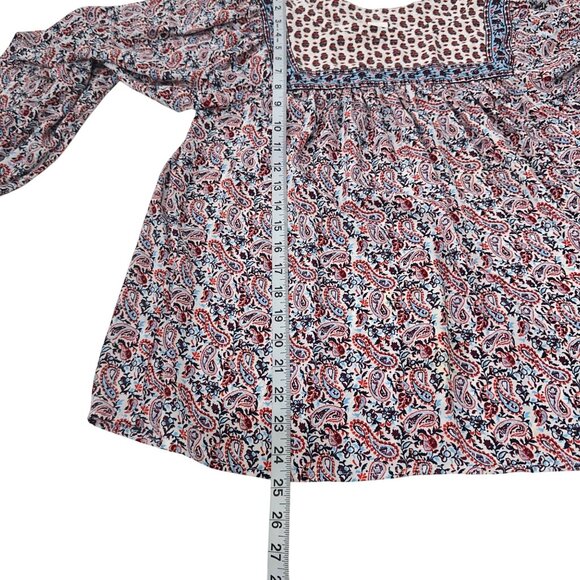 Gap Womens Boho-Style Long Sleeve Top Blouse SZ Small  Paisley Print Lightweight - Picture 7 of 11